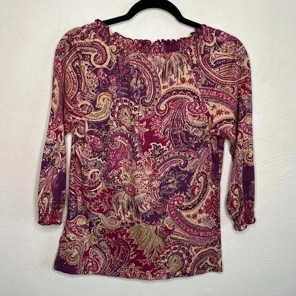 Lauren Ralph Lauren Paisley Top Size Small Petite - Picture 2 of 7